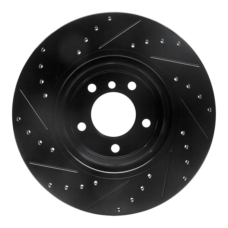 BMW 330XI Brake Rotor (1) - Front Right - R1 Concepts - Drilled & Slotted - Black - `06-`12